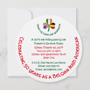 Belgisch Irisches USA Kleeblatt Personalisiert Geb Einladung