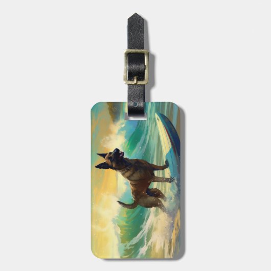 Belgisch Malinoi Beach Surfmalerei Gepäckanhänger (Vorderseite vertikal)