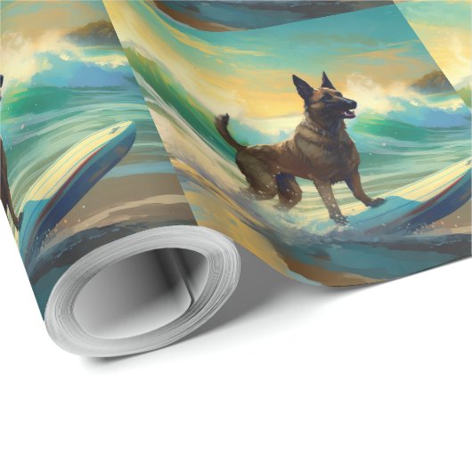 Belgisch Malinoi Beach Surfmalerei Geschenkpapier (Rolleneckpunkt)
