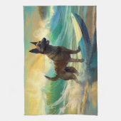 Belgisch Malinoi Beach Surfmalerei Geschirrtuch (Vertikal)