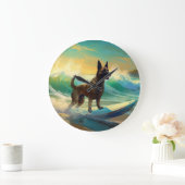 Belgisch Malinoi Beach Surfmalerei Große Wanduhr (Zuhause)