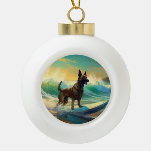 Belgisch Malinoi Beach Surfmalerei Keramik Kugel-Ornament (Vorderseite)