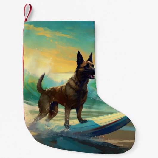 Belgisch Malinoi Beach Surfmalerei Kleiner Weihnachtsstrumpf (Vorderseite)