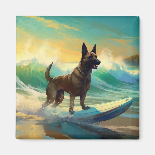 Belgisch Malinoi Beach Surfmalerei Magnet (Vorne)