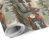 Belgisch Malinoi Dog Riding Motorrad Weihnachten Geschenkpapier (Rolleneckpunkt)