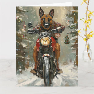 Belgisch Malinoi Dog Riding Motorrad Weihnachten Karte