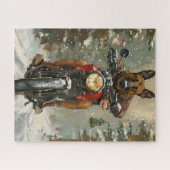 Belgisch Malinoi Dog Riding Motorrad Weihnachten Puzzle (Horizontal)
