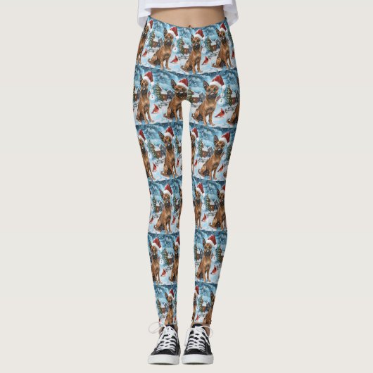 Belgisch Malinoi Dog Winter Wonderland Weihnachten Leggings (Vorderseite)