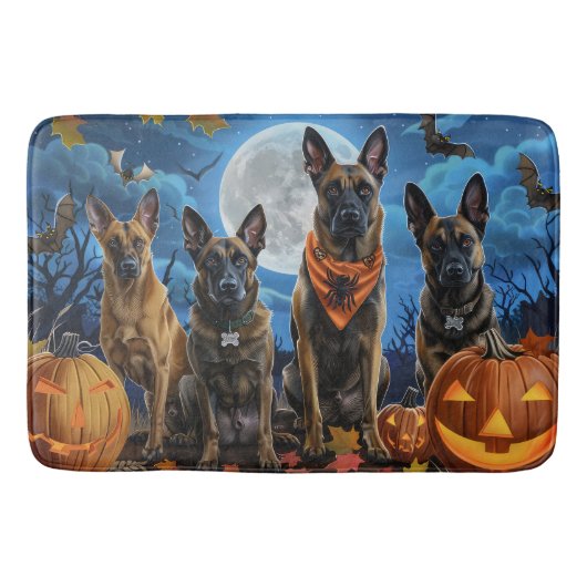 Belgisch Malinoi Halloween Spooky Badematte (Vorderseite)