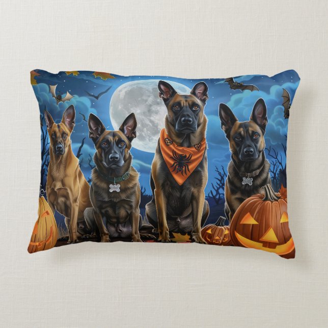 Belgisch Malinoi Halloween Spooky Dekokissen (Rückseite)