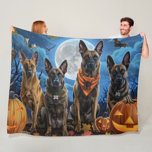 Belgisch Malinoi Halloween Spooky Fleecedecke (Beispiel)