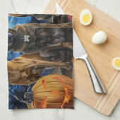 Belgisch Malinoi Halloween Spooky Geschirrtuch (Viertel Falte)