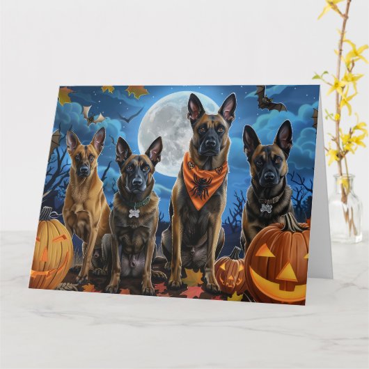 Belgisch Malinoi Halloween Spooky Karte (Gelbe Blume)