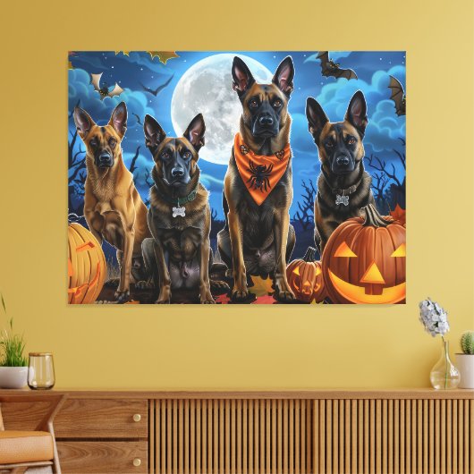 Belgisch Malinoi Halloween Spooky Leinwanddruck (Insitu (Wohnzimmer))