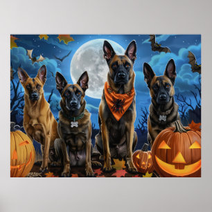 Belgisch Malinoi Halloween Spooky Poster