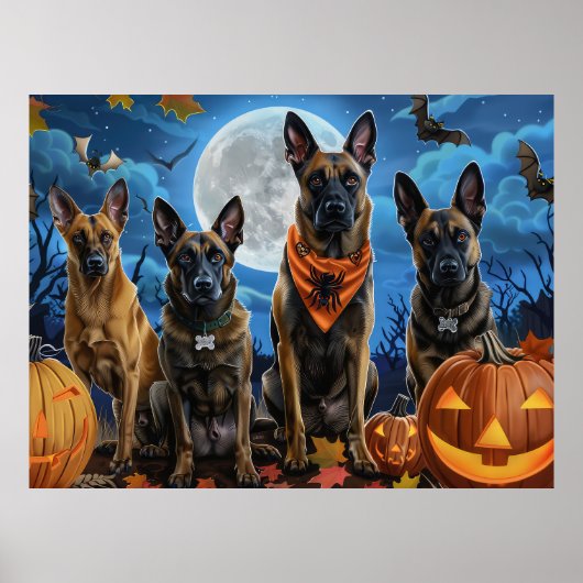 Belgisch Malinoi Halloween Spooky Poster (Vorne)