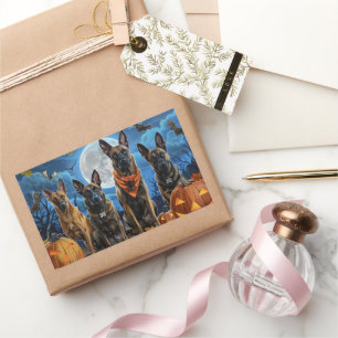 Belgisch Malinoi Halloween Spooky Rechteckiger Aufkleber