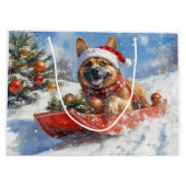 Belgisch Malinoi in Sledge Let it Snow Christmas Große Geschenktüte (Rückseite)