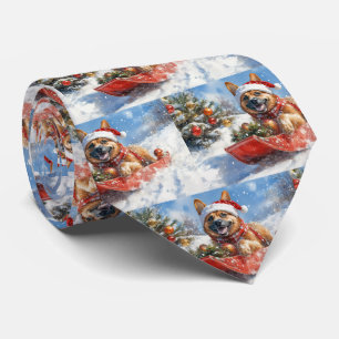 Belgisch Malinoi in Sledge Let it Snow Christmas Krawatte