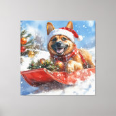 Belgisch Malinoi in Sledge Let it Snow Christmas Leinwanddruck (Vorderseite)