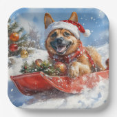 Belgisch Malinoi in Sledge Let it Snow Christmas Pappteller (Vorderseite)