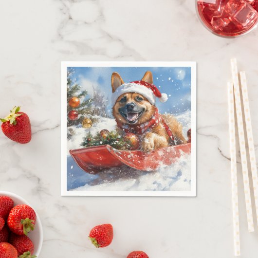 Belgisch Malinoi in Sledge Let it Snow Christmas Serviette (Beispiel)