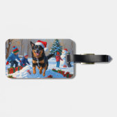 Belgisch Malinoi Weihnachtsfest Schneeszene Gepäckanhänger (Rückseite horizontal)
