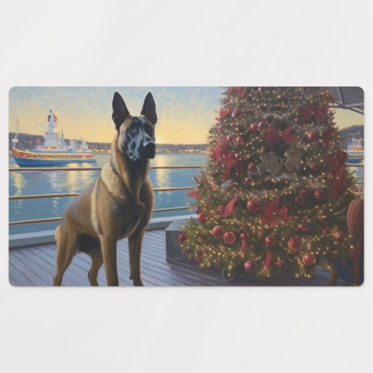 Belgisch Malinoi Weihnachtsreise: Pawsome Holiday Etiketten (Design 1)