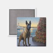 Belgisch Malinoi Weihnachtsreise: Pawsome Holiday Magnet (Vorderseite/Rückseite)