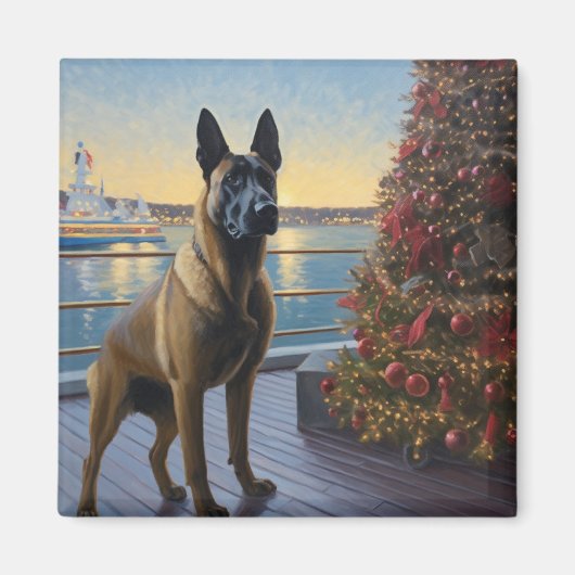 Belgisch Malinoi Weihnachtsreise: Pawsome Holiday Magnet (Vorne)