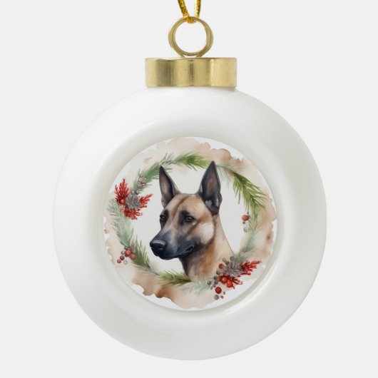 Belgisch Malinoi Weihnachtsschrei Festlicher Papi Keramik Kugel-Ornament (Vorderseite)