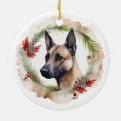 Belgisch Malinoi Weihnachtsschrei Festlicher Papi Keramik Ornament (Hinten)