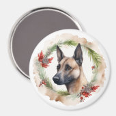 Belgisch Malinoi Weihnachtsschrei Festlicher Papi Magnet (Vorderseite/Rückseite)