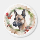 Belgisch Malinoi Weihnachtsschrei Festlicher Papi Magnet (Vorne)