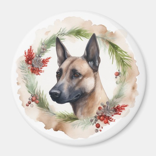 Belgisch Malinoi Weihnachtsschrei Festlicher Papi Magnet (Vorne)