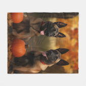 Belgisch Malinoi Welpe Autumn Delight Pumpkin Fleecedecke (Vorderseite (Horizontal))