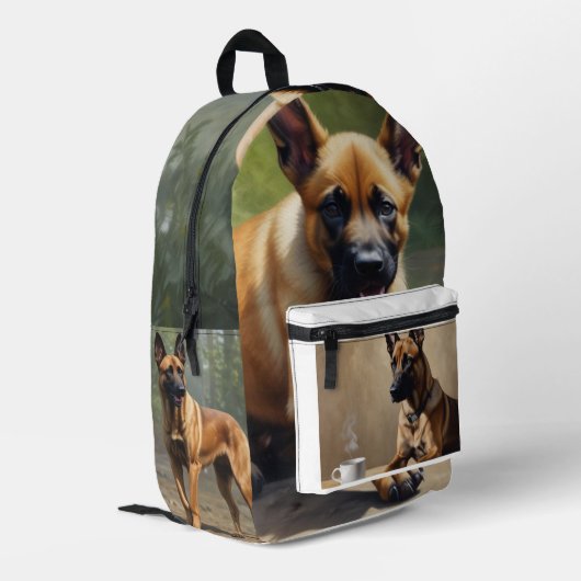 Belgisch Malinois Bedruckter Rucksack (Rückseitige Ecke links)