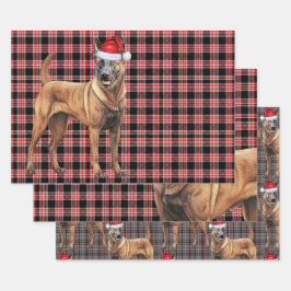 Belgisch Malinois Christmas Dog Red Holiday Karier Geschenkpapier Set