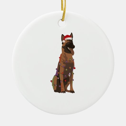Belgisch Malinois Christmas Lights Xmas Dog Lover Keramik Ornament (Vorne)