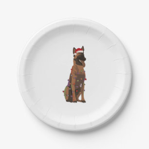 Belgisch Malinois Christmas Lights Xmas Dog Lover Pappteller