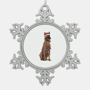Belgisch Malinois Christmas Lights Xmas Dog Lover Schneeflocken Zinn-Ornament