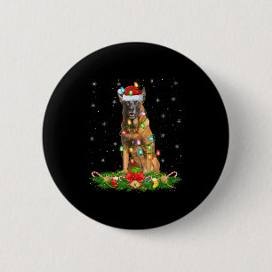 Belgisch Malinois Dog Christmas Lights Funny Santa Button
