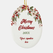 Belgisch Malinois Dog Holly Berry Weihnachten Keramik Ornament (Hinten)