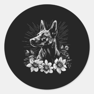 Belgisch Malinois Dog Lover Retro Style Tattoo _1 Runder Aufkleber