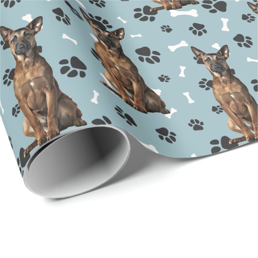 Belgisch Malinois Dog Paw Prints Jeden Anlaß Geschenkpapier (Rolleneckpunkt)