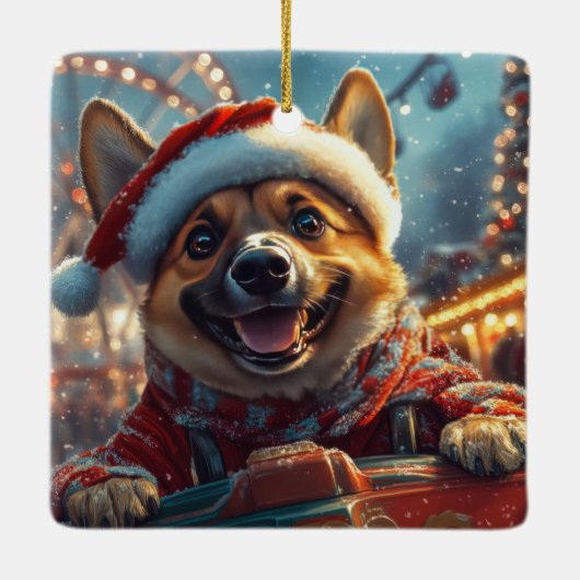 Belgisch Malinois Dog Roller Untersetzer Weihnacht Keramikornament (Rückseite)