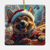 Belgisch Malinois Dog Roller Untersetzer Weihnacht Keramikornament (Vorderseite)