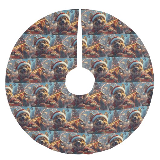 Belgisch Malinois Dog Roller Untersetzer Weihnacht Polyester Weihnachtsbaumdecke (Vorderseite)