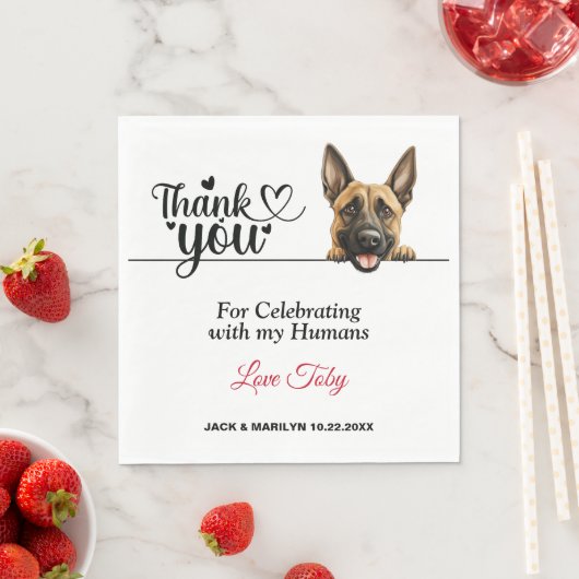 Belgisch Malinois Dog Wedding Cocktail Serviette (Beispiel)