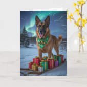 Belgisch Malinois Dog Weihnachtsgrußkarte Karte (Gelbe Blume)